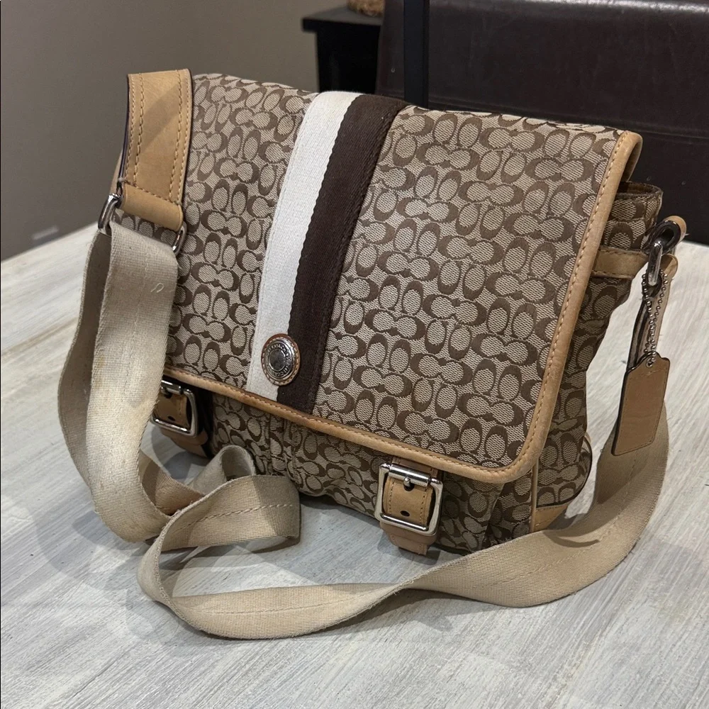 Coach Voyager Small C  Messenger/Crossbody Bag in Brown and Tan